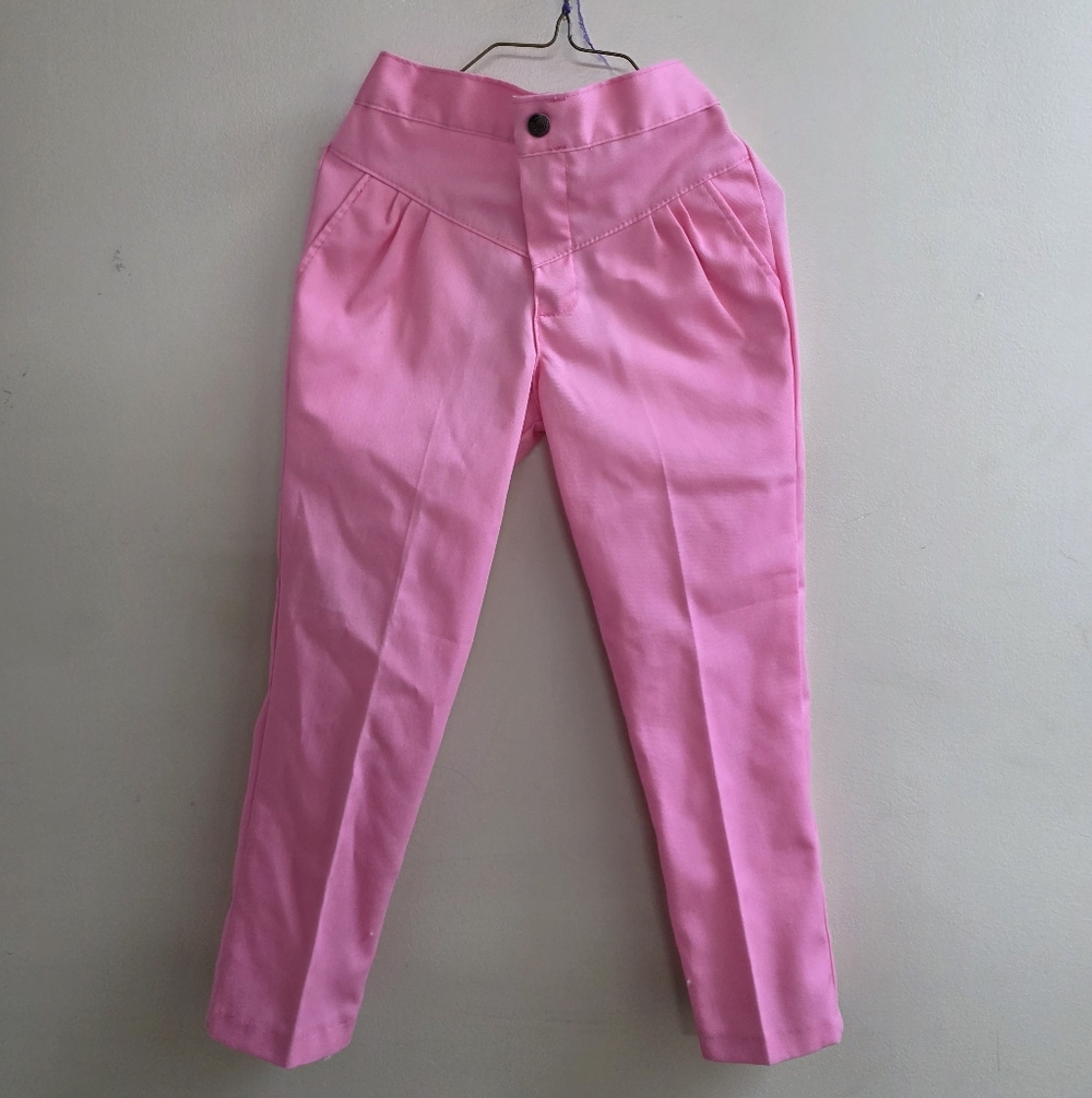 Vintage Little Girls Pink Pants Barbie Core Pleated Western